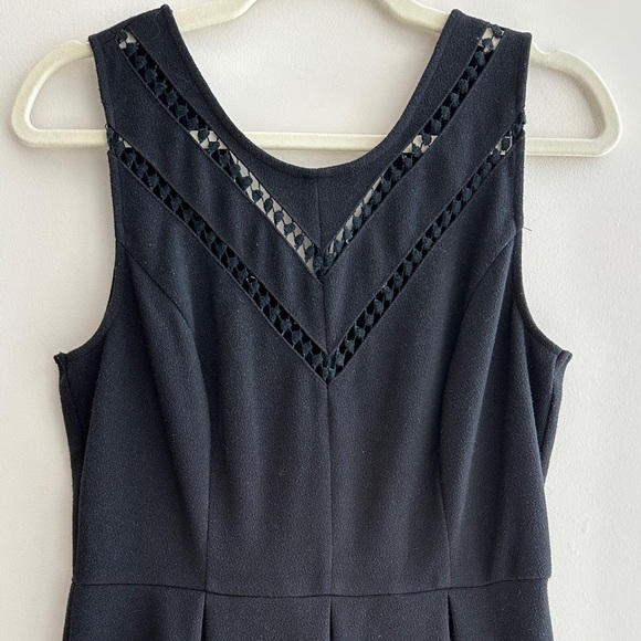 maison Jules Black Pleated Mini Dress with Diamond Cutouts, Size Large - Picture 2 of 14